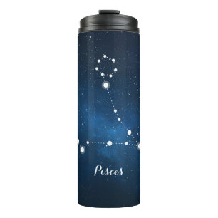 Blue Nebula Pisces Zodiac Sign Thermosbeker