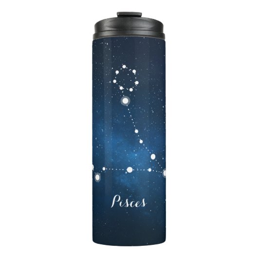 Blue Nebula Pisces Zodiac Sign Thermosbeker (Voorkant)