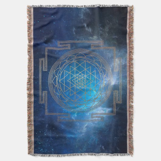 Blue Nebula Sri Yantra - Blanket Deken (Voorkant Verticaal)