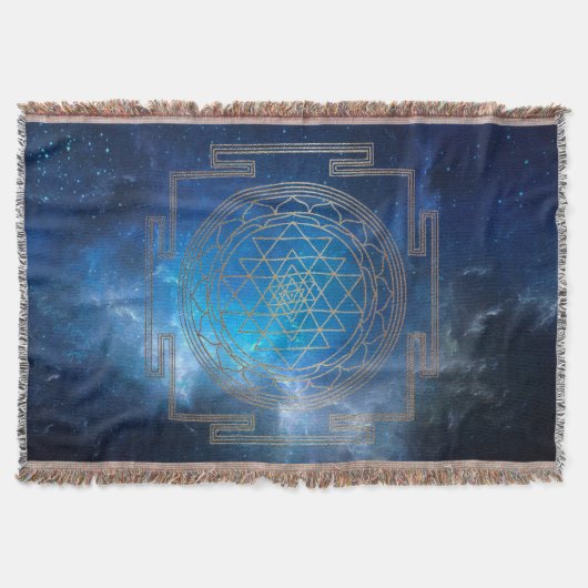 Blue Nebula Sri Yantra - Blanket Deken (Voorkant)