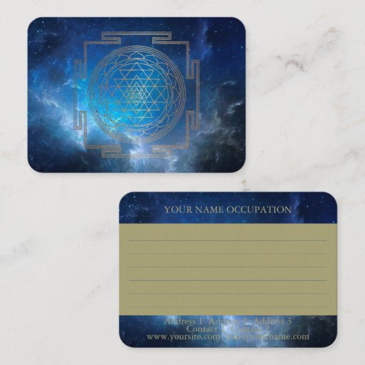 Blue Nebula Sri Yantra - Visitekaartje (Voorkant / Achterkant)