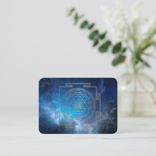 Blue Nebula Sri Yantra - Visitekaartje (Staand voorkant)