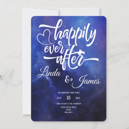 Blue Nebula Typography Invitation Kaart (Voorkant)