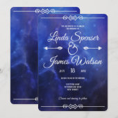 Blue Nebula Wedding Uitnodiging (Voorkant / Achterkant)