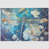 Blue Nebulous Dragonfly Bloemen Decoupage Tissuepapier (Voorkant)