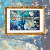 Blue Nebulous Dragonfly Bloemen Decoupage Tissuepapier