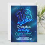 Blue Neon 18th Birthday Party Invitation Kaart<br><div class="desc">Blue Neon Birthday Party Invitation Kaart maakt deel uit van het Neon Birthday Party collectie. Dit product heeft neontekens,  blauwe achtergrond. Gedaan meestal in blauwe en witte kleuren met decoratieve lettertypen. Bekijk meer overeenkomende producten in onze winkel.</div>