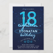 Blue Neon 18th Birthday Party Let's Glow Crazy Kaart (Voorkant)