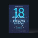 Blue Neon 18th Birthday Party Let's Glow Crazy Kaart<br><div class="desc">Deze aanpasbare Kaart voor onze Blue Neon Birthday-uitnodigingen biedt kleurloze tekst,  neonversieringen en blauwe achtergrond. Overeenkomende objecten beschikbaar.</div>