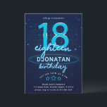 Blue Neon 18th Birthday Party Let's Glow Crazy Kaart<br><div class="desc">Deze aanpasbare Kaart voor onze Blue Neon Birthday-uitnodigingen biedt kleurloze tekst,  neonversieringen en blauwe achtergrond. Overeenkomende objecten beschikbaar.</div>
