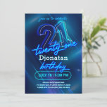 Blue Neon 21st Birthday Party Invitation Kaart<br><div class="desc">Blue Neon Birthday Party Invitation Kaart maakt deel uit van het Neon Birthday Party collectie. Dit product heeft neontekens,  blauwe achtergrond. Gedaan meestal in blauwe en witte kleuren met decoratieve lettertypen. Bekijk meer overeenkomende producten in onze winkel.</div>