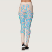 Blue Neon Abstract Line Art Trendy Perzik Leggings (Achterkant)