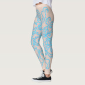 Blue Neon Abstract Line Art Trendy Perzik Leggings (Links)