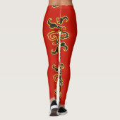 Blue Neon Abstract Line Art Trendy Rode Leggings (Achterkant)