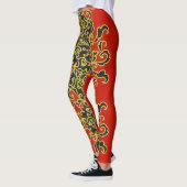 Blue Neon Abstract Line Art Trendy Rode Leggings (Links)