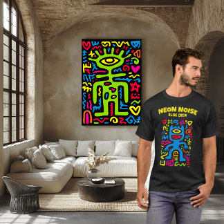 Blue Neon Alien - Funky One-Eyed Pop Art Character T-shirt