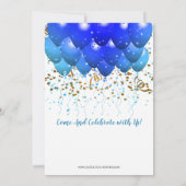 Blue Neon Balloons Confetti 50th Birthday Party Kaart (Achterkant)