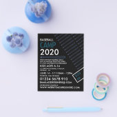 Blue Neon Baseball Bat, honkbalkamp Adverteren Flyer (Enkel)