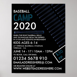 Blue Neon Baseball Bat, honkbalkamp Adverteren Poster