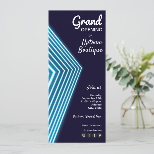 Blue Neon Business Kaart (Staand voorkant)