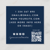 Blue Neon Butterfly Aesthetic QR Code Social Media Vierkante Visitekaartje (Achterkant)