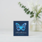 Blue Neon Butterfly Aesthetic QR Code Social Media Vierkante Visitekaartje (Staand voorkant)