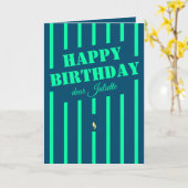 Blue Neon Candle Happy Birthday wenskaart Kaart (Gele Bloem)