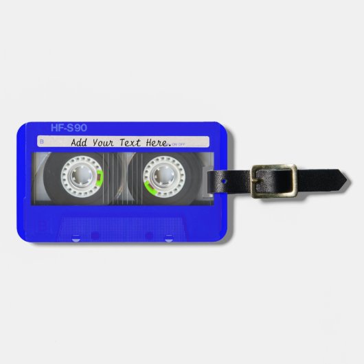 Blue Neon Cassettebandje Bagagelabel (Voorkant horizontaal)