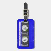 Blue Neon Cassettebandje Bagagelabel (Voorkant verticaal)