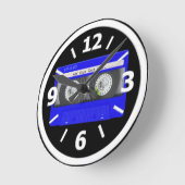 Blue Neon Cassettebandje Ronde Klok (Hoek)