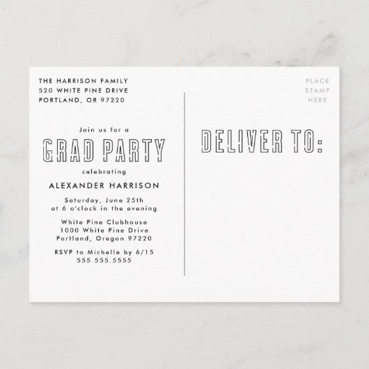 Blue Neon Class of 2023 Photo Graduation Party Uitnodiging Briefkaart (Achterkant)