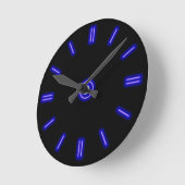 Blue Neon Clock Ronde Klok (Hoek)