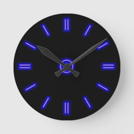 Blue Neon Clock Ronde Klok