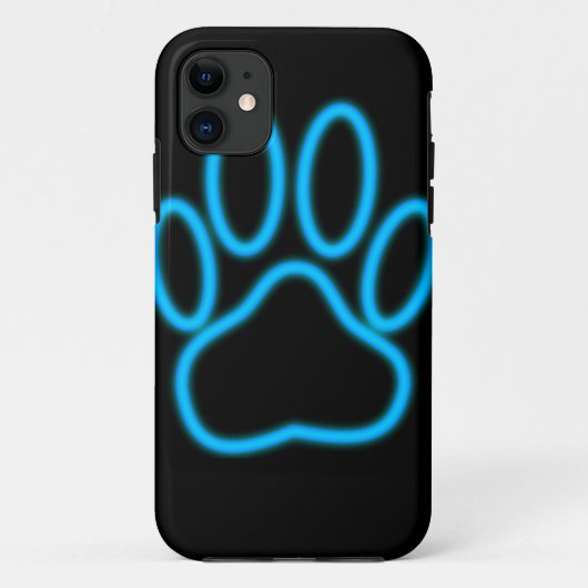 Blue Neon Dog Paw Print Case-Mate iPhone Case (Achterkant)
