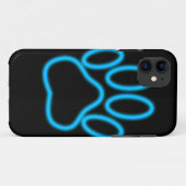 Blue Neon Dog Paw Print Case-Mate iPhone Case (Achterkant (horizontaal))