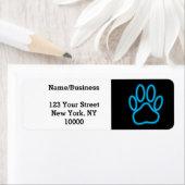 Blue Neon Dog Paw Print Etiket (Insitu)