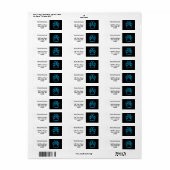 Blue Neon Dog Paw Print Etiket (Full Sheet)