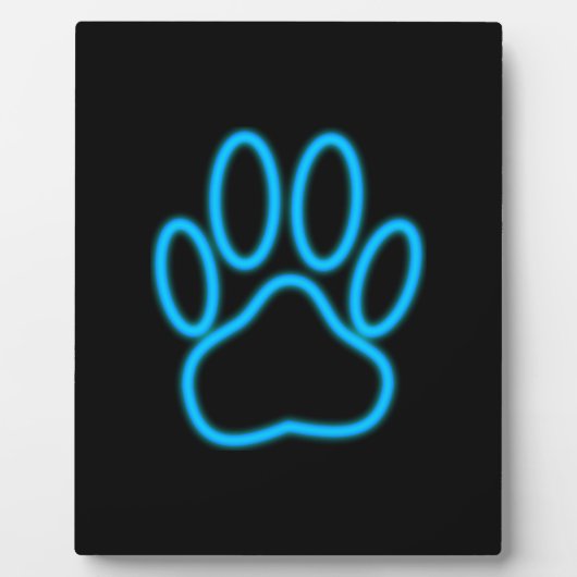 Blue Neon Dog Paw Print Fotoplaat (Voorkant)
