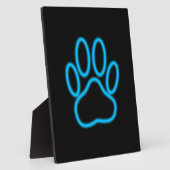 Blue Neon Dog Paw Print Fotoplaat (Zijkant)