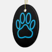 Blue Neon Dog Paw Print Keramisch Ornament (Links)