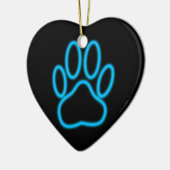 Blue Neon Dog Paw Print Keramisch Ornament (Links)