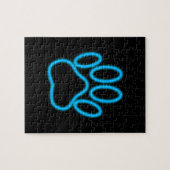 Blue Neon Dog Paw Print Legpuzzel (Horizontaal)