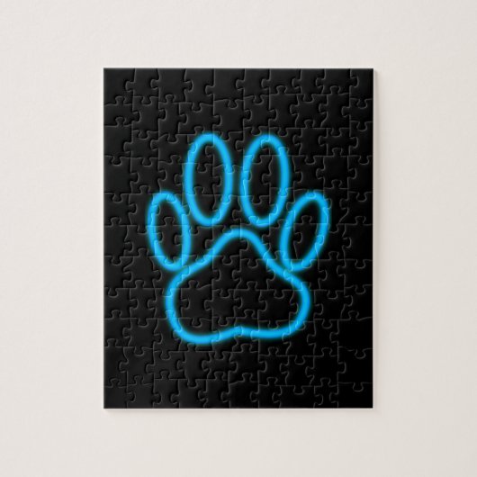 Blue Neon Dog Paw Print Legpuzzel (Verticaal)
