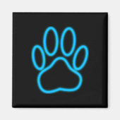 Blue Neon Dog Paw Print Magneet (Voorkant)