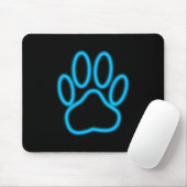 Blue Neon Dog Paw Print Muismat (Met muis)