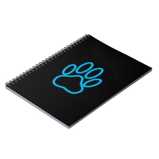 Blue Neon Dog Paw Print Notitieboek (Linkerzijde)