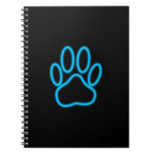 Blue Neon Dog Paw Print Notitieboek (Voorkant)