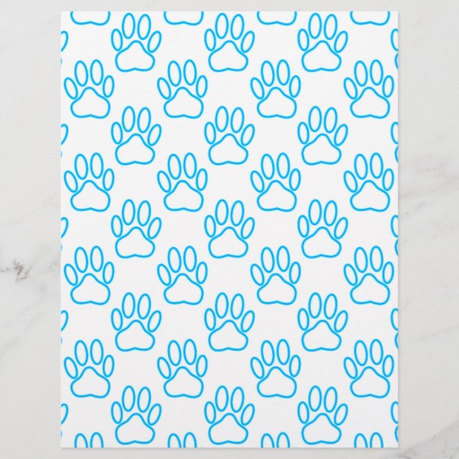 Blue Neon Dog Paw Print Patroon (Voorkant)