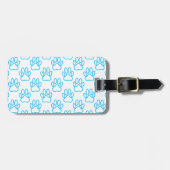Blue Neon Dog Paw Print Patroon Bagagelabel (Voorkant horizontaal)