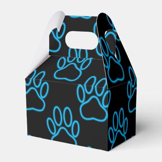 Blue Neon Dog Paw Print Patroon Bedankdoosjes (Achterkant)